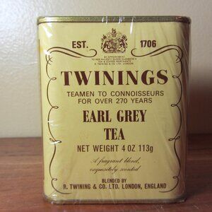 Earl Grey 4 oz Twinings tea tin vintage England 275th anniversary sealed (H240)
